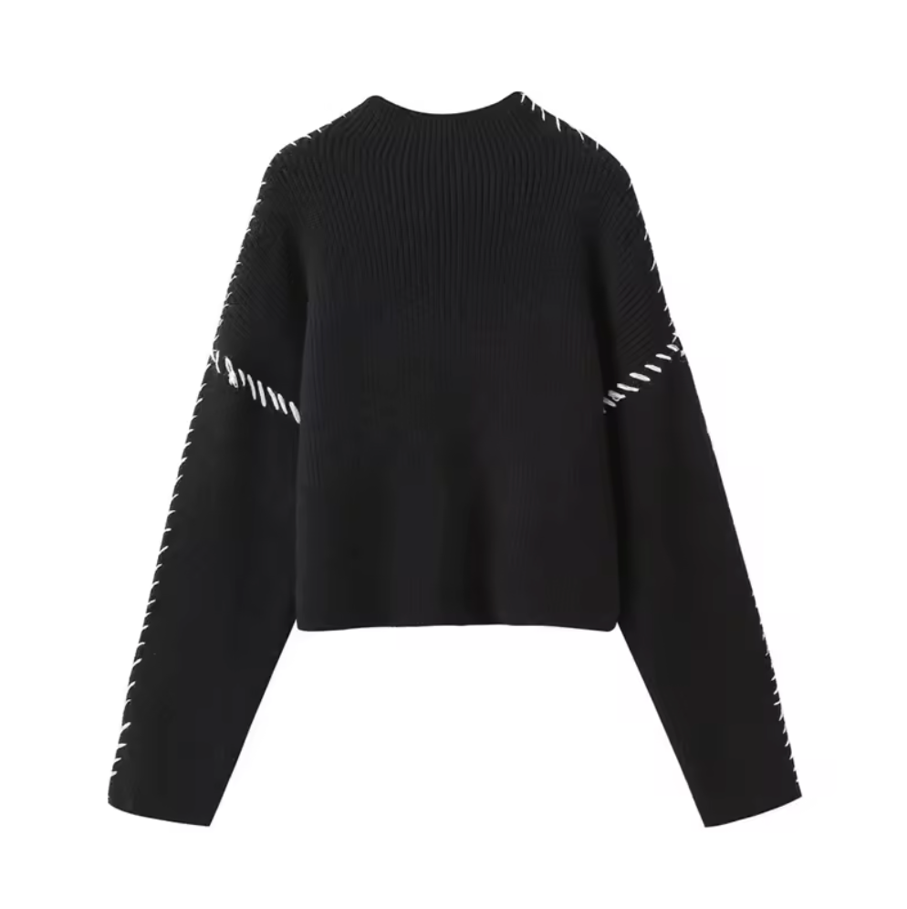 Vilma Stockholm™ | Oversized Stickad Tröja med Kontrastdetaljer