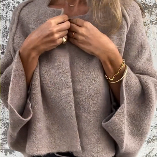 Vilma Stockholm™ | Elegant Stickad Kofta med Vida Ärmar