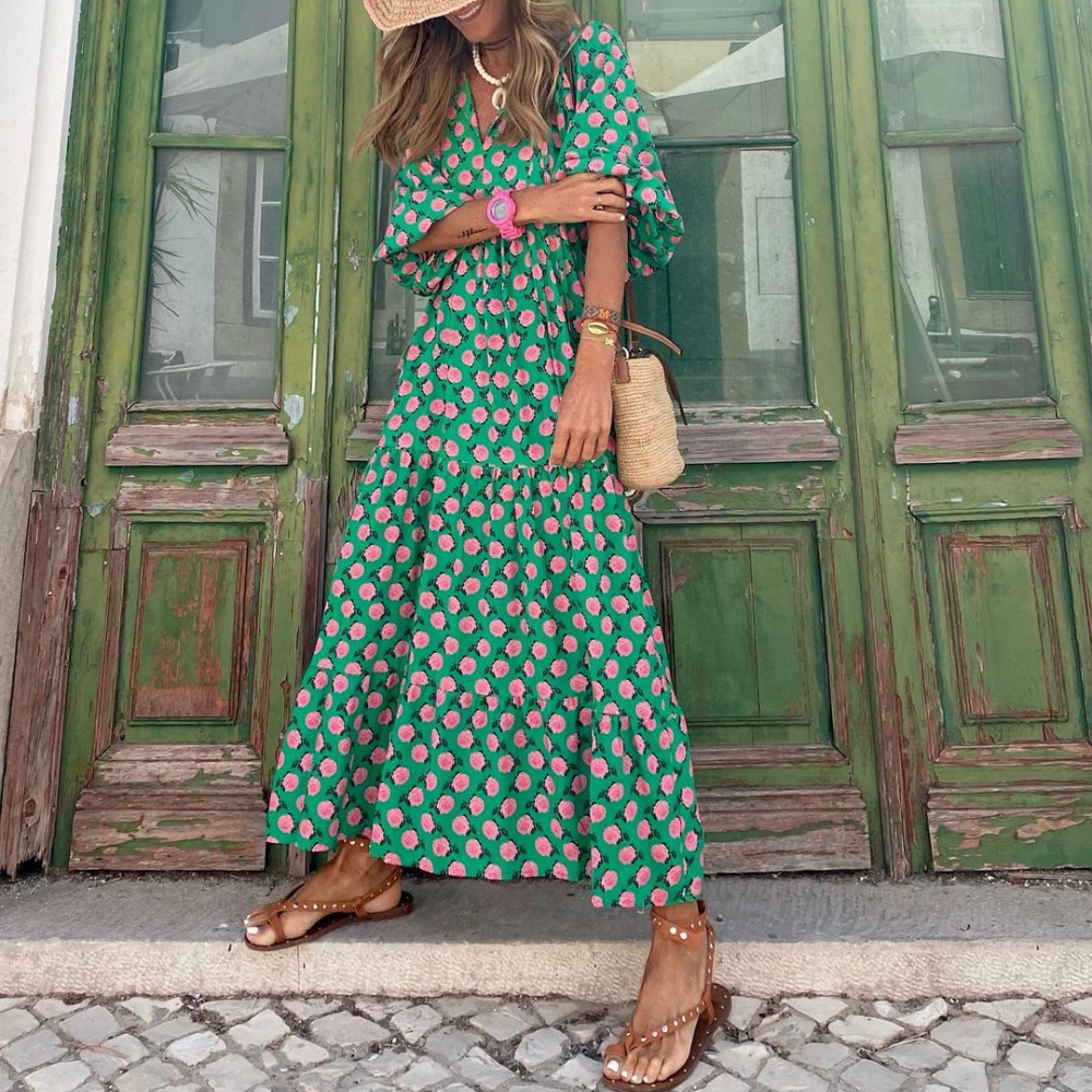 Vilma Stockholm™ | Lätt Maxi Klänning med Boho-tryck