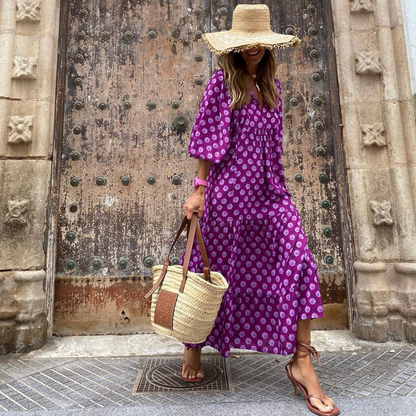 Vilma Stockholm™ | Lätt Maxi Klänning med Boho-tryck
