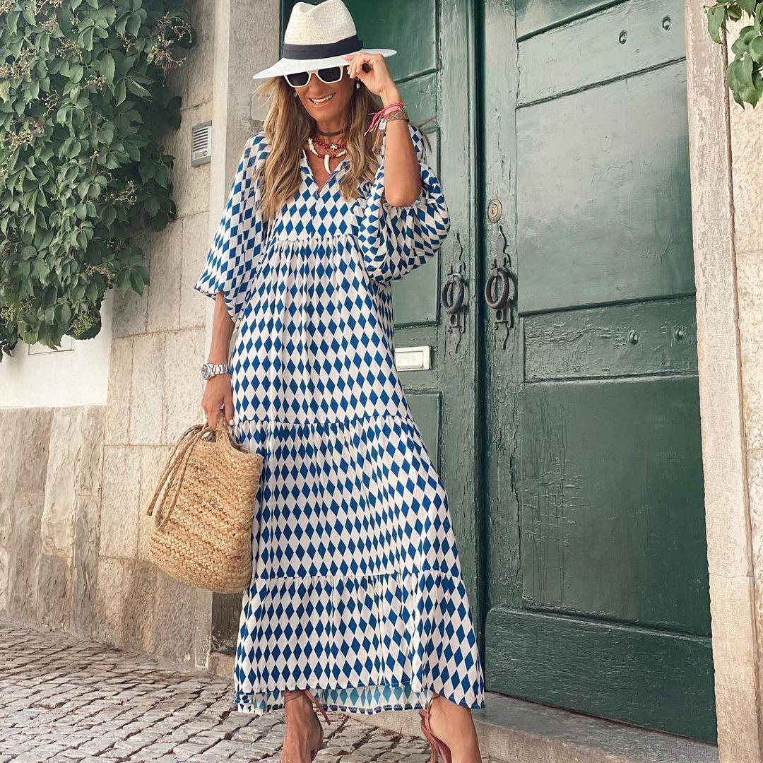 Vilma Stockholm™ | Lätt Maxi Klänning med Boho-tryck
