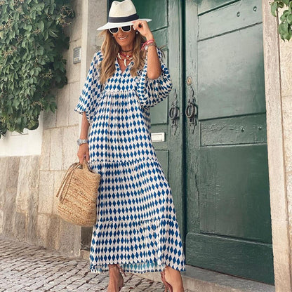 Vilma Stockholm™ | Lätt Maxi Klänning med Boho-tryck
