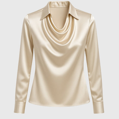 Blus med lyxig glans och veckad halsringning | Vilma Stockholm™