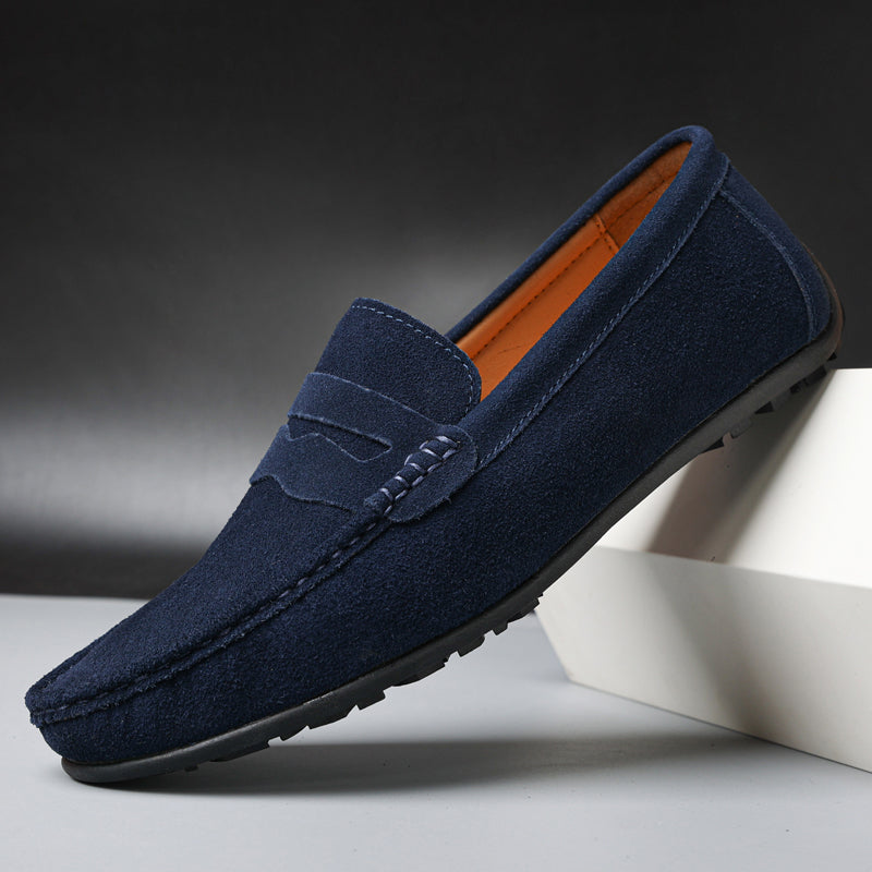 Vilma Stockholm™  | Retro Loafers i Mocka för Herr