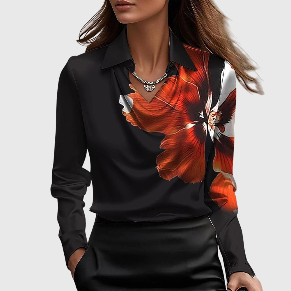 Blus med lyxig glans och veckad halsringning | Vilma Stockholm™
